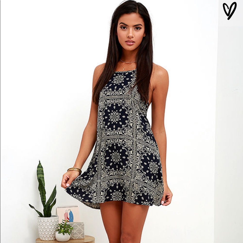 Lulu's Navy and White Patterned Dress